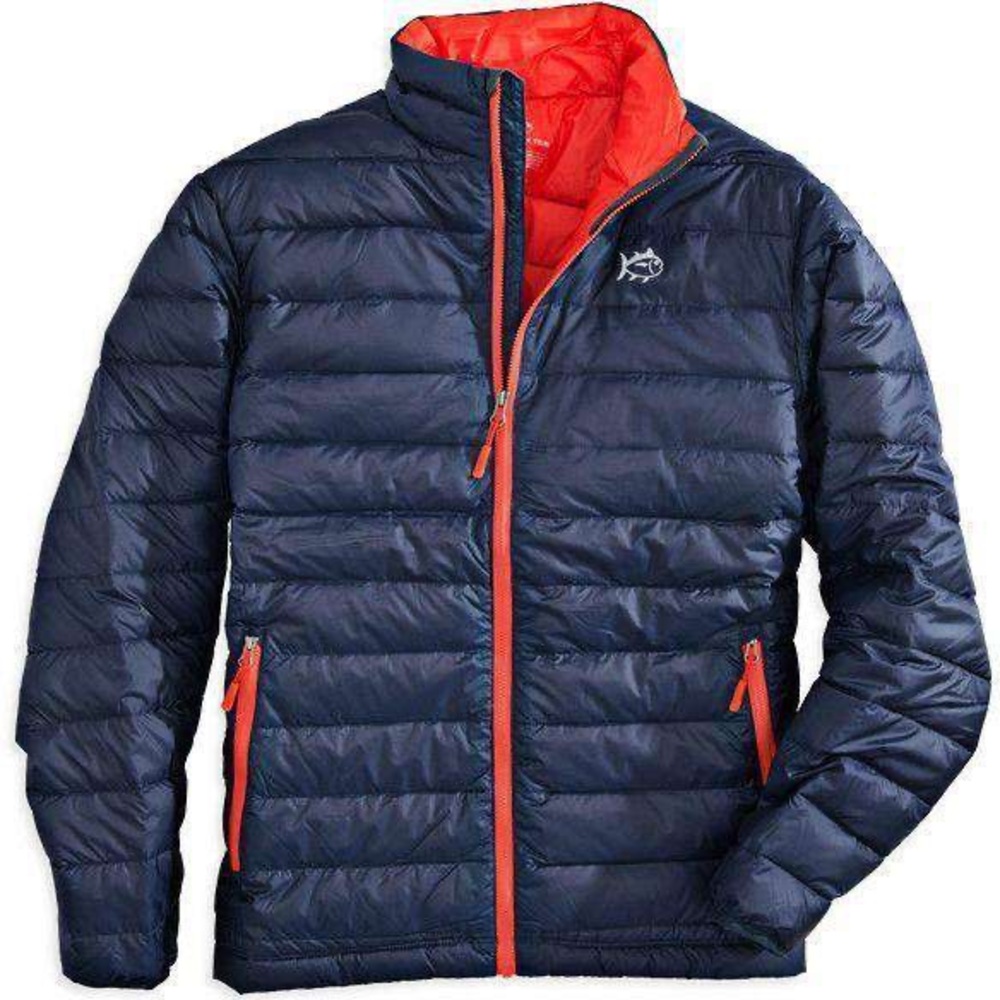 Southern Tide Dark Blue and Bright Red Puffer Jacket